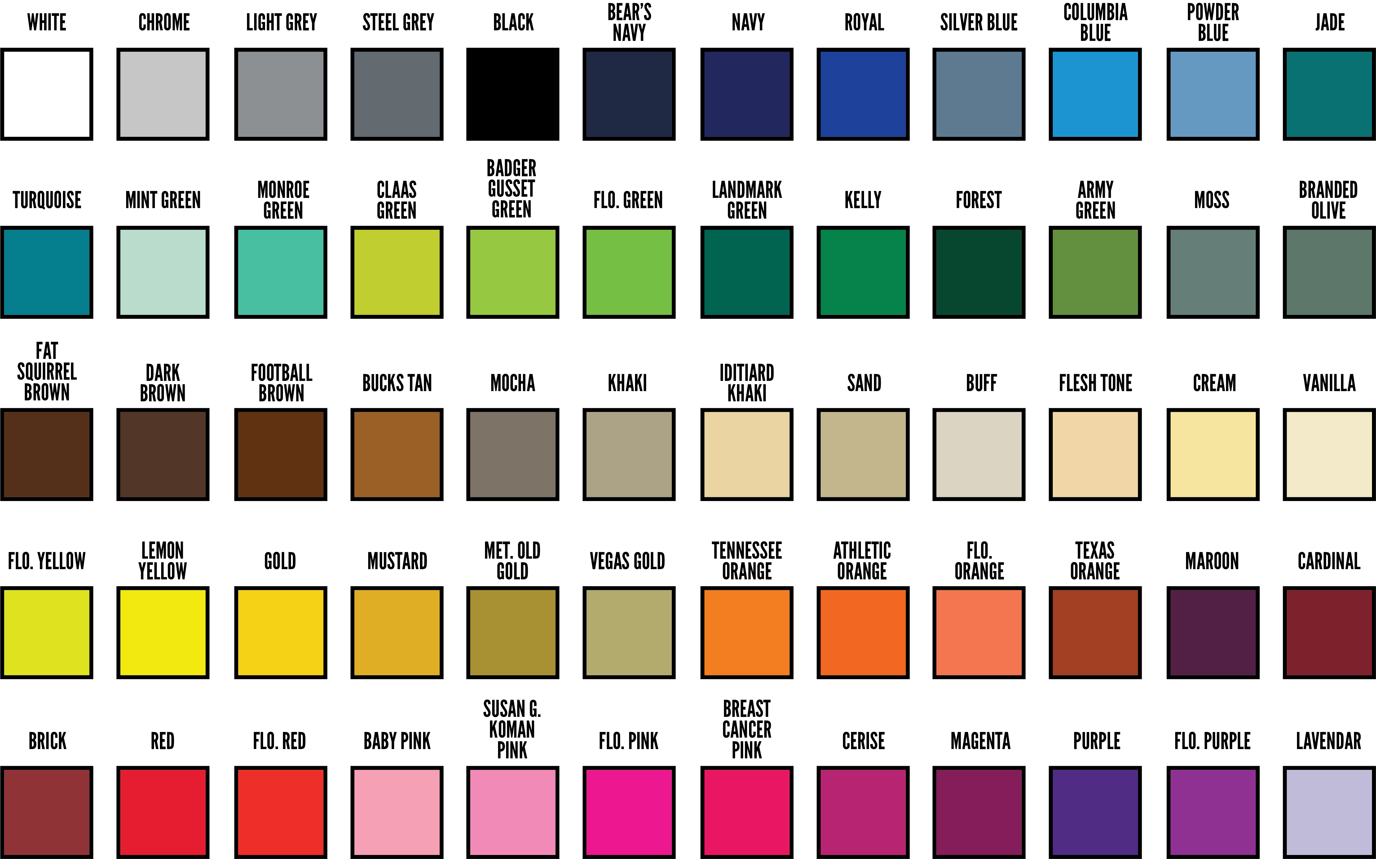 Decoration Color Options | RBS Activewear