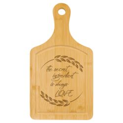 13 1/2" x 7" Bamboo Cutting Board Paddle Shape with Drip Ring